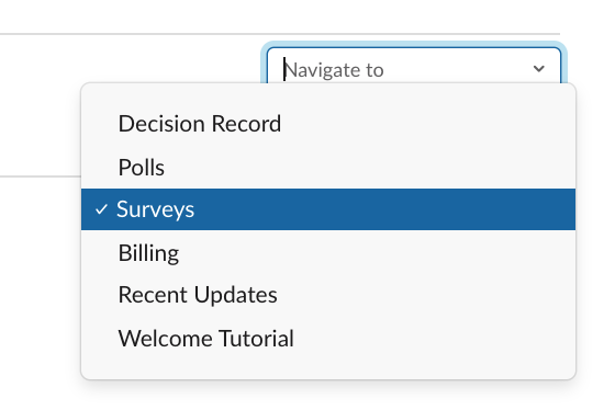 Simple Poll Home Navigation dropdown