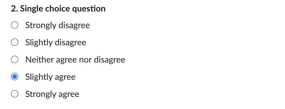 Single choice question example