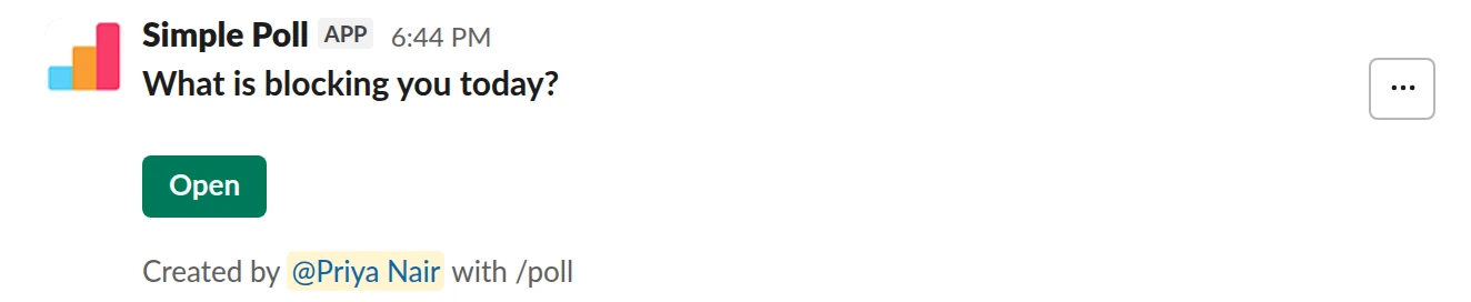 /poll "What is blocking you today?" short text :thumbsup: