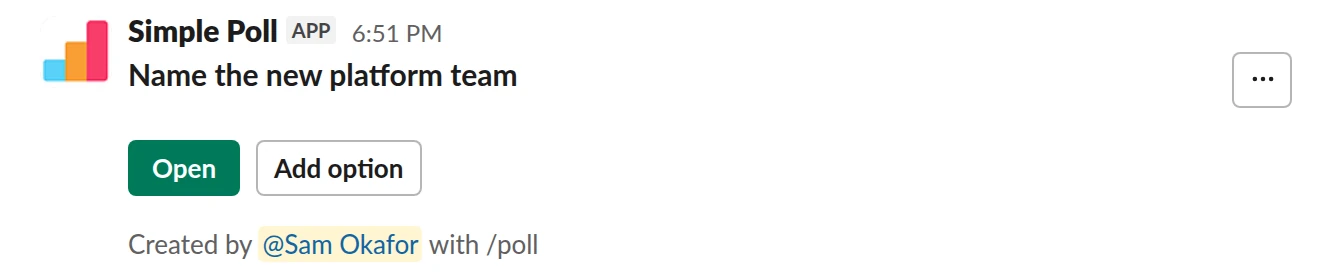 /poll "Name the new platform team" allow-options